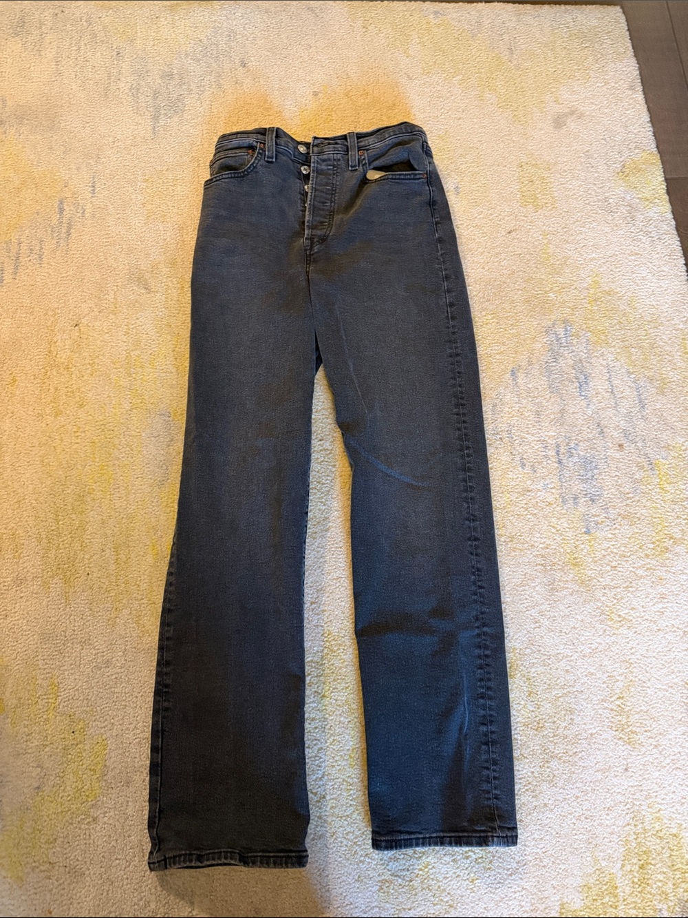 Levi Women’s High-Rise Ribcage Straight Leg Jeans — Black, size 28
